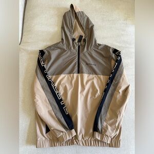 Alphalete Men's Beige and Black Windbreaker Pullover Quarter Zip